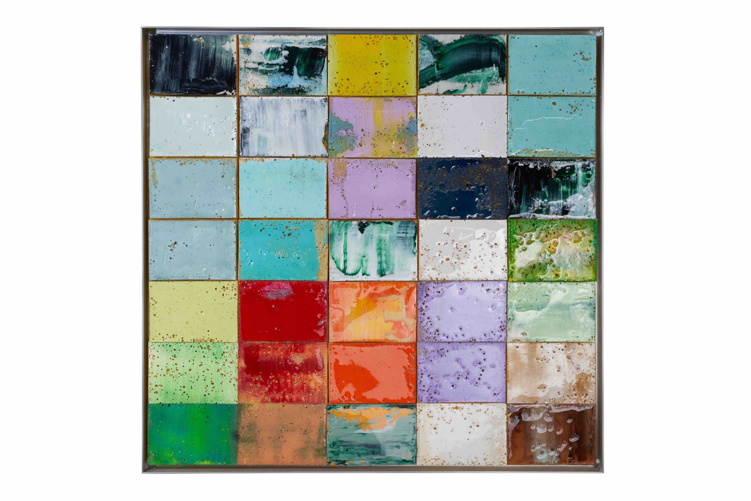 FAHAR AL-SALIH, Rainbowrain IV, 2020 Acryl, Harz auf Autowaschschwamm 82 x 80 x 5 cm